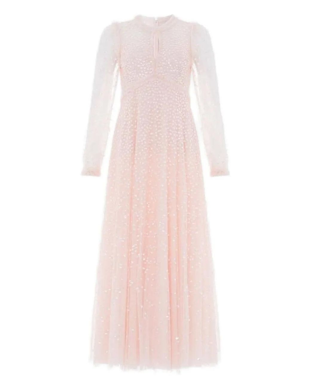 Needle & Thread Pink Sequin-Embellished Long-Sleeve Dress