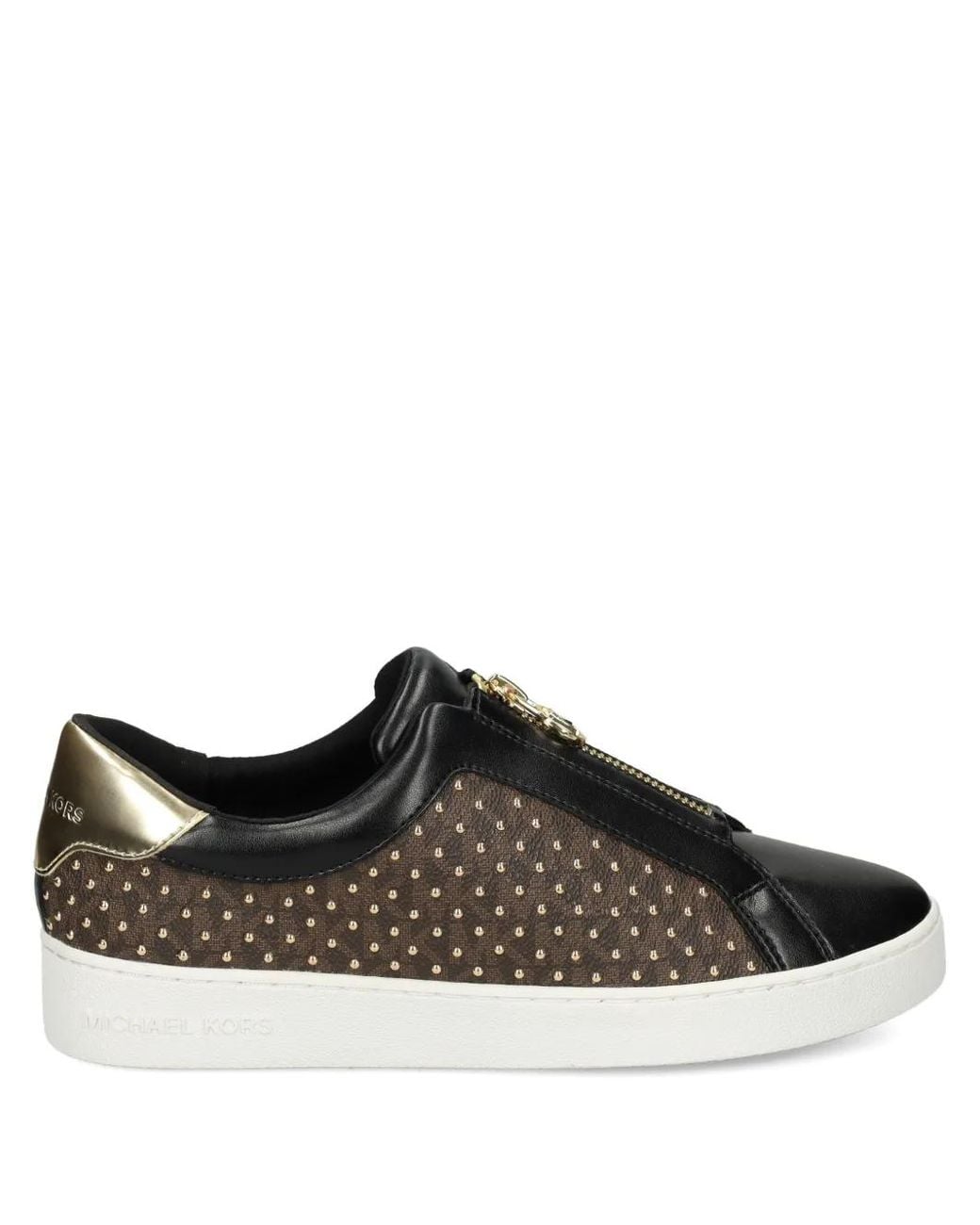 MICHAEL Michael Kors Black Keaton Zipped Studded Sneakers