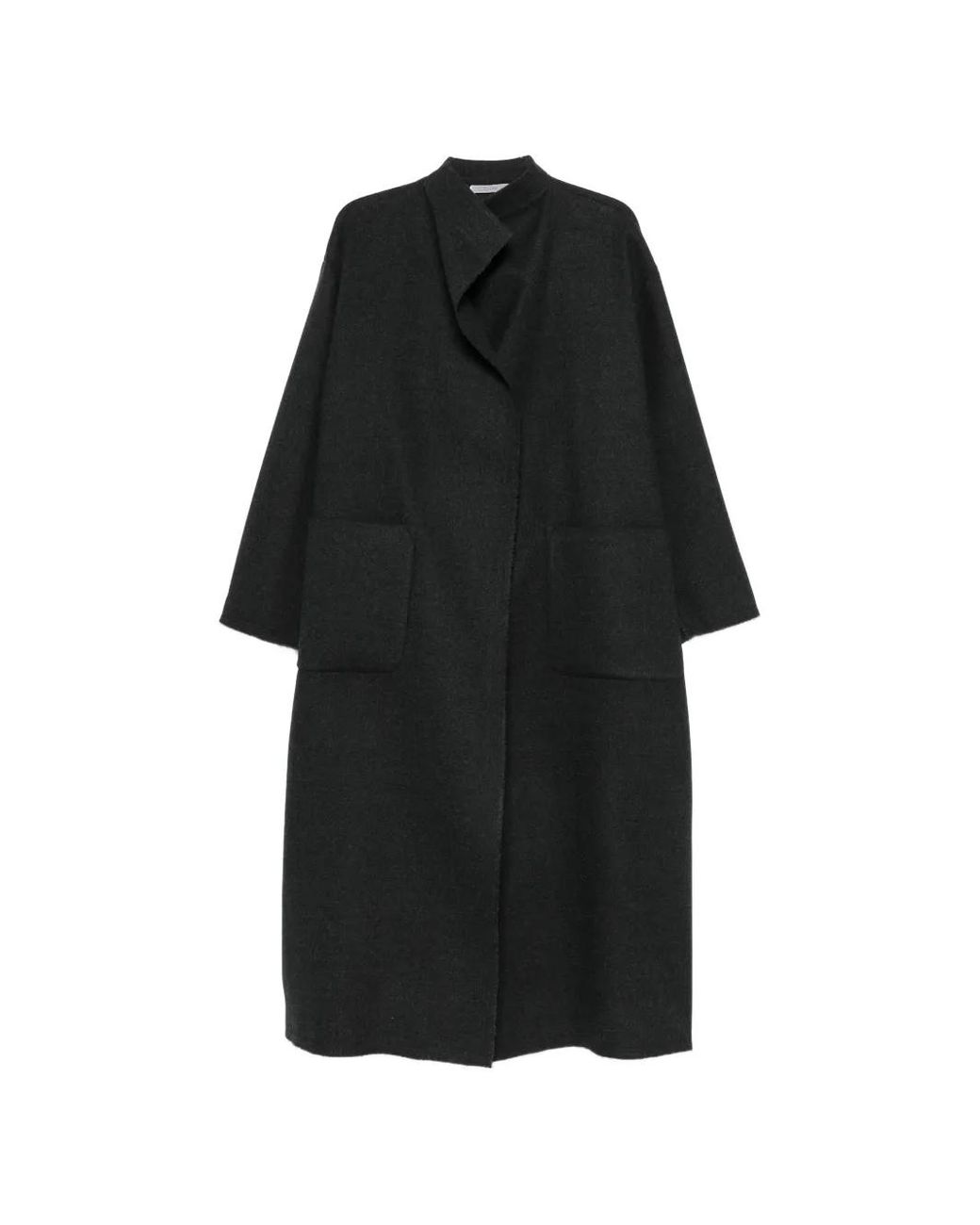 Dusan Black High-Neck Patch-Pocket Coat