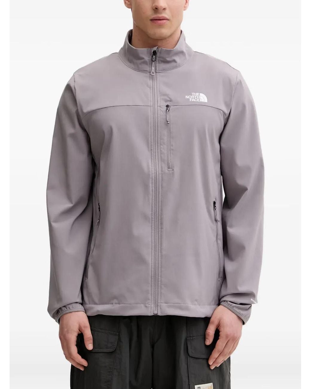 The North Face Gray Nimble Logo-Print High-Neck Lightweight Jacket for men