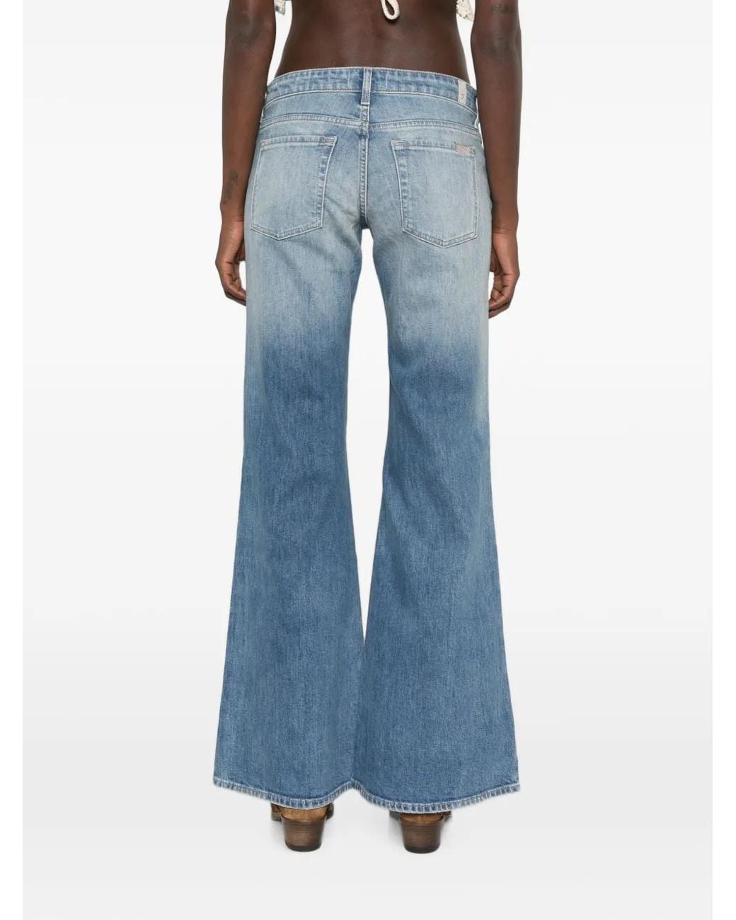 7 For All Mankind Blue Low-Rise Flared Jeans