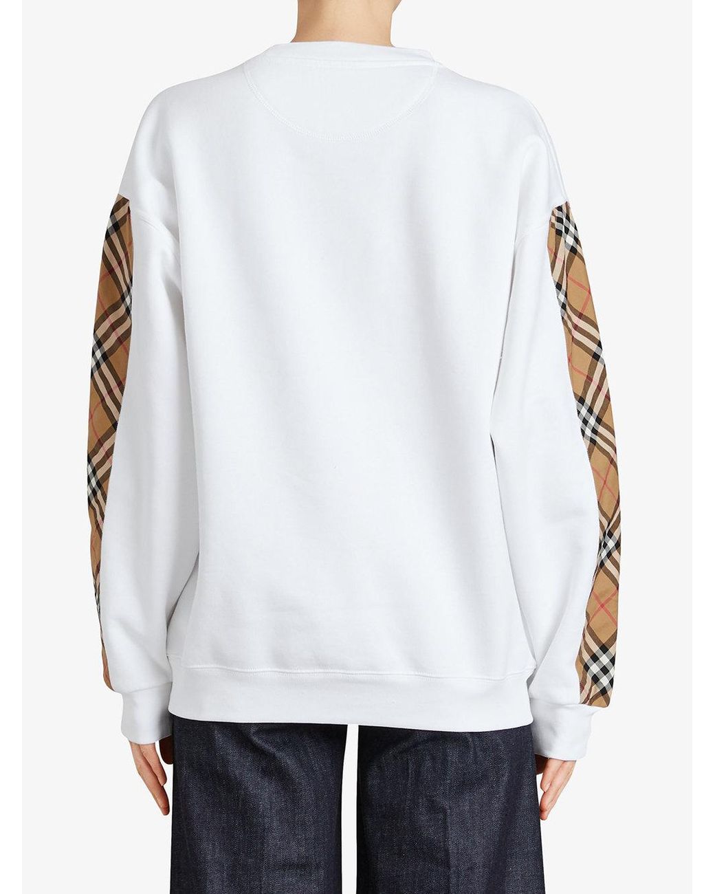 Burberry Vintage Check Detail Cotton Blend Sweatshirt in White Lyst