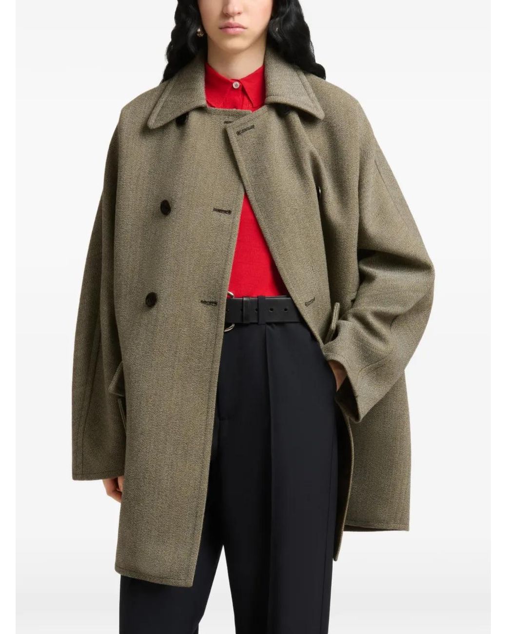 Marni Gray Double-Breasted Tweed Coat