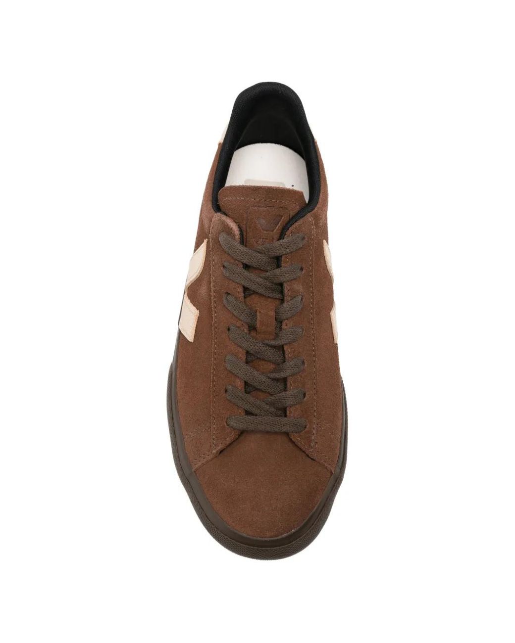 Veja Brown Suede Logo-Patch Sneakers