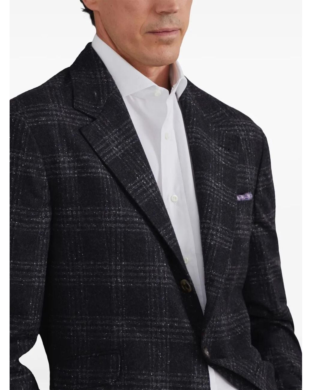 Brunello Cucinelli Blue Check-Pattern Jacket for men