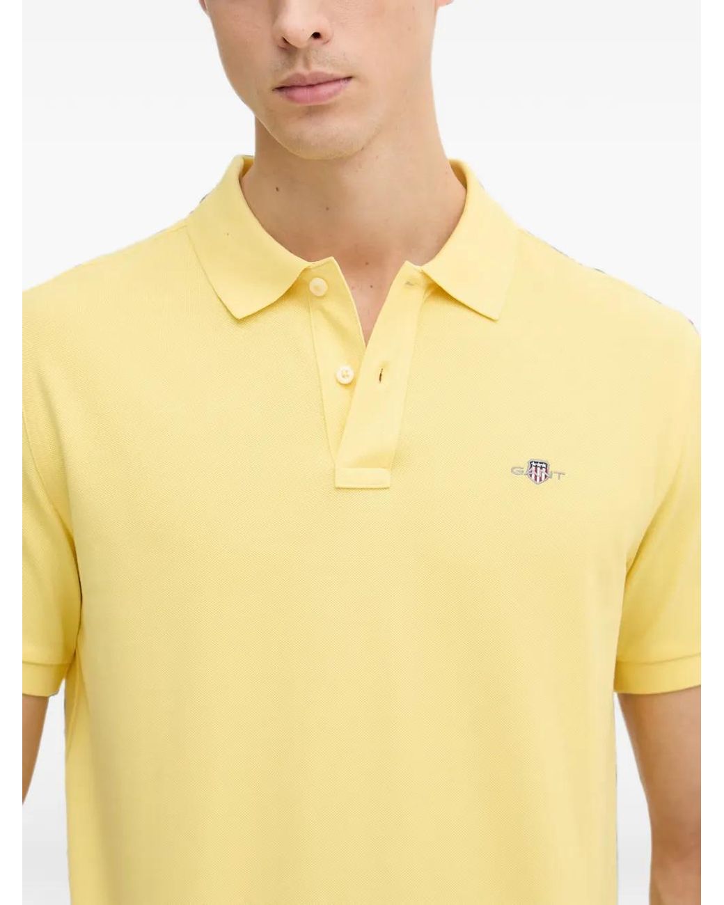 Gant Yellow Logo-Embroidered Piqué Polo Shirt for men