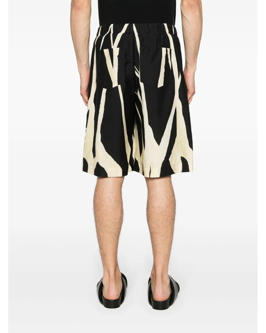 Nanushka Black Drawstring Cotton-Belnd Bermuda Shorts for men