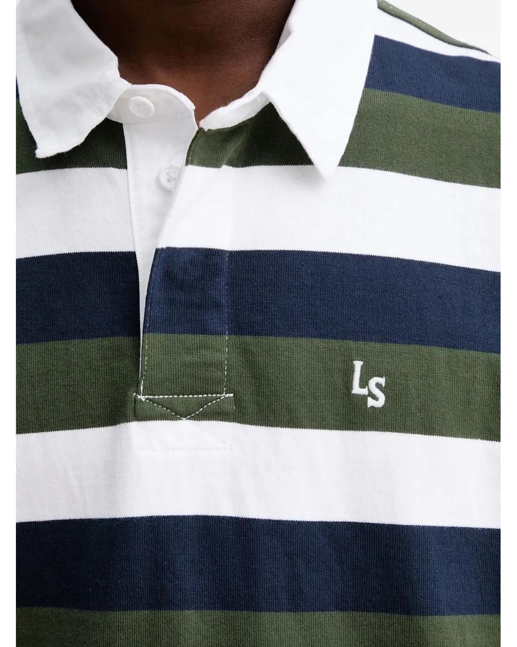Levi's Blue Union Rugby Striped Long-Sleeve Polo Shirt for men