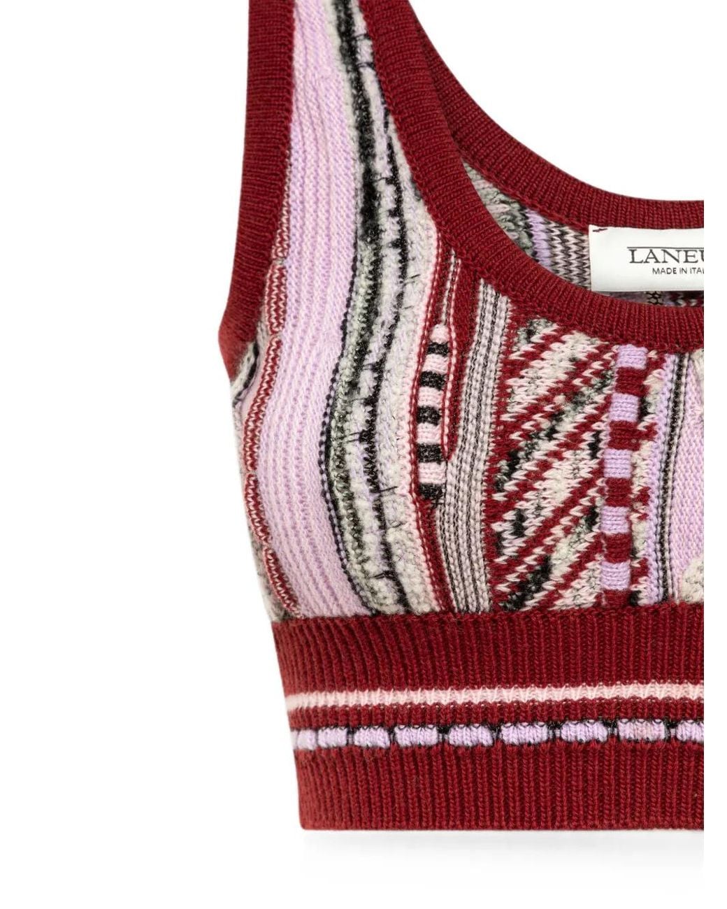 Laneus Red Jacquard Slim-Fit Top