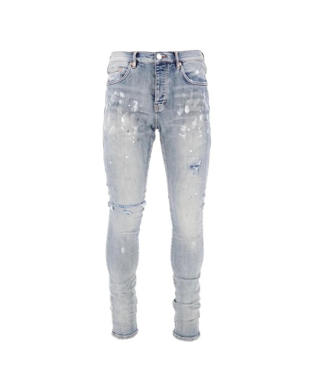 Purple Brand Blue P001 Paint-Splatter Jeans for men
