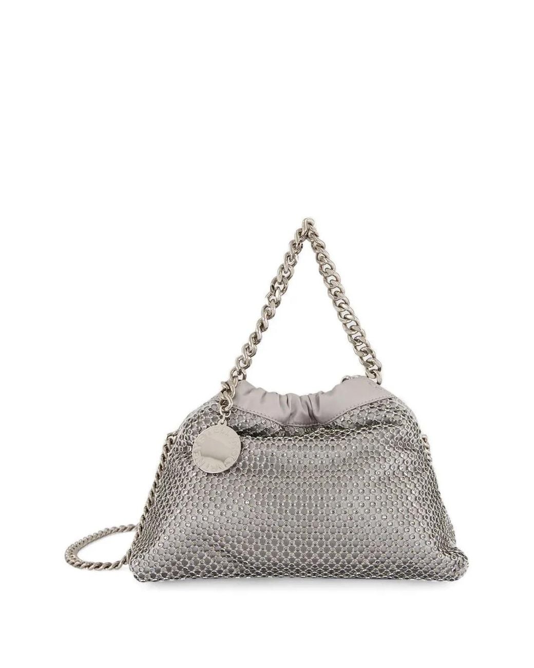 Stella McCartney White Mini Falabella Crystal-Mesh Shoulder Bag