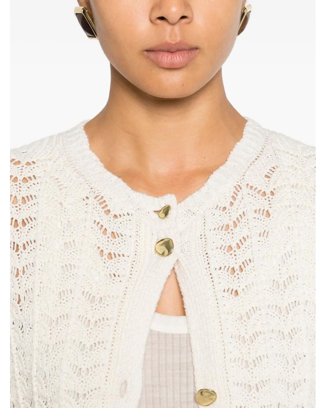 Forte_forte White Buttoned Pockets Cardigan