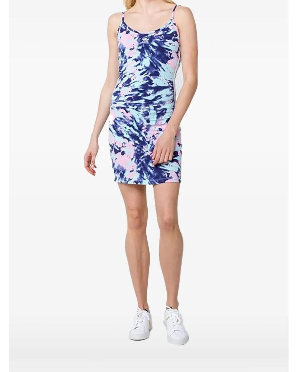 princess polly baby blue dress ASOS DESIGN high neck chiffon mini dress with drape detail in tie dye  abstract print