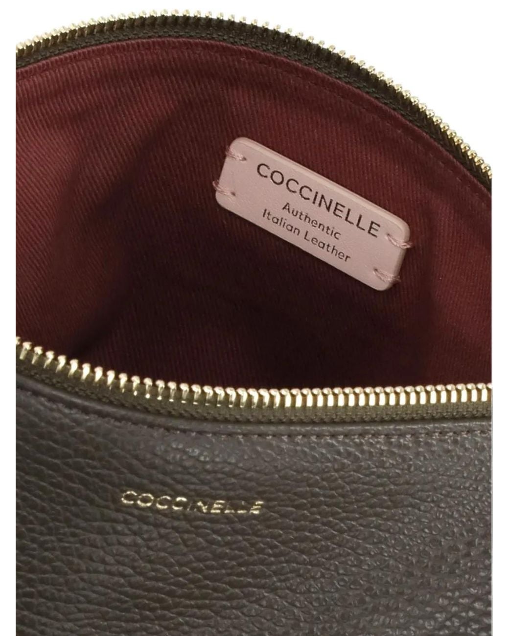 Coccinelle Gray Logo-Print Leather Clutch Bag