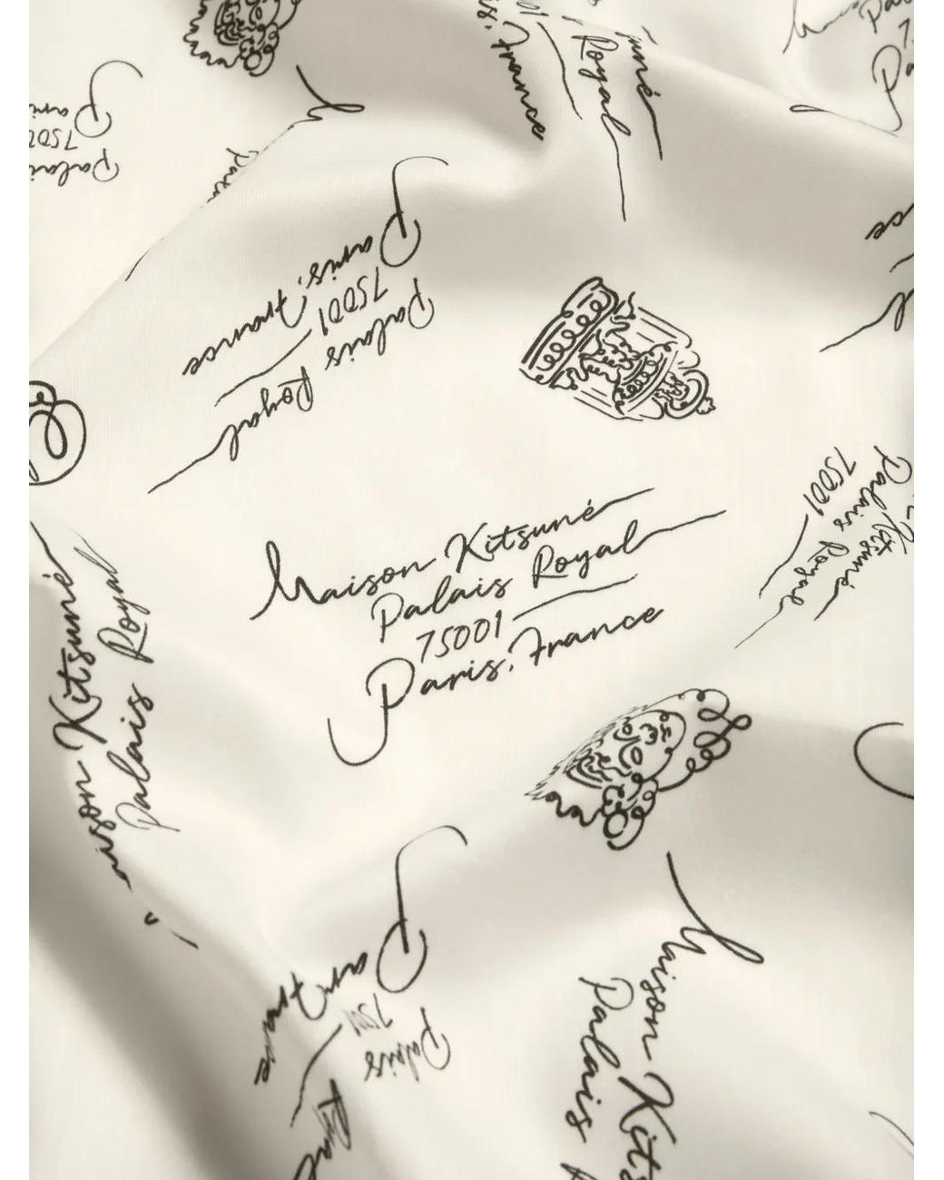 Maison Kitsuné White Poetic Paris Scarf