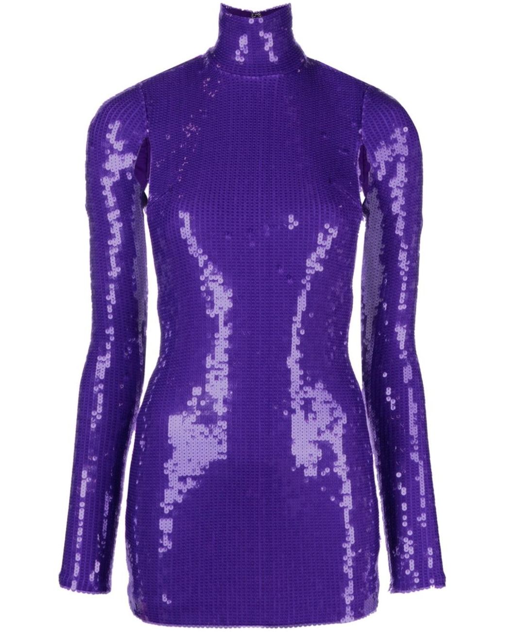LAQUAN SMITH Sequin-embellished Open-back Minidress in Purple | Lyst