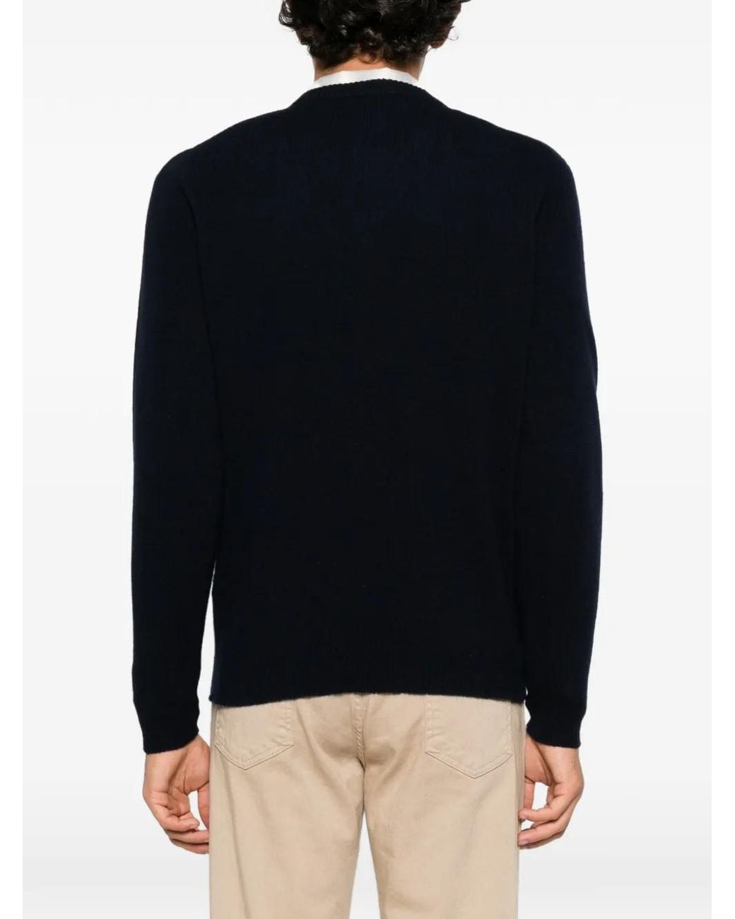 Roberto Collina Black Crew-Neck Wool Sweater for men