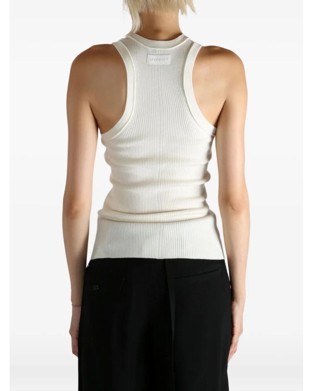 Givenchy White Ribbed Racer-Back Tank Top