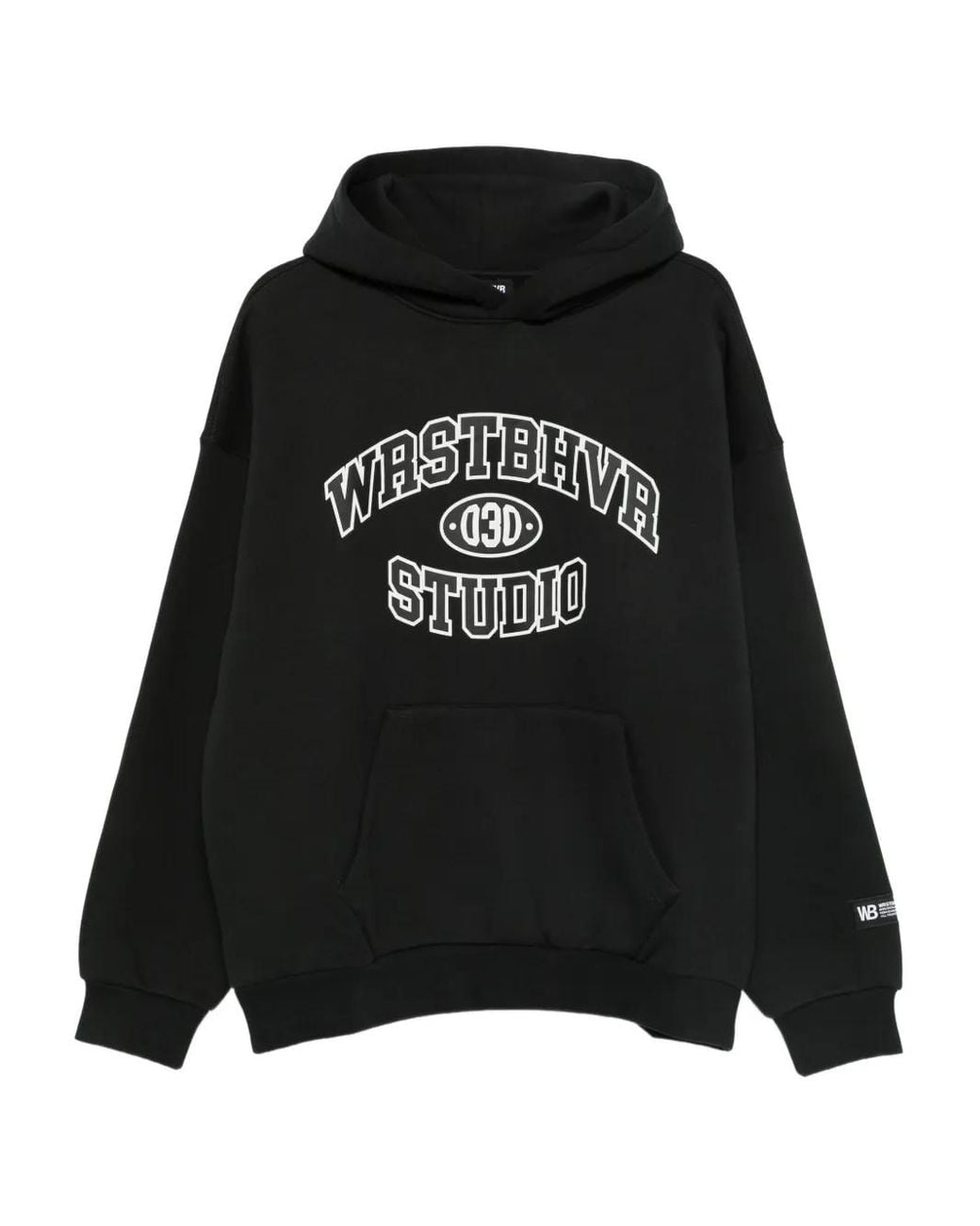 WRSTBHVR Black Logo-Print Hoodie