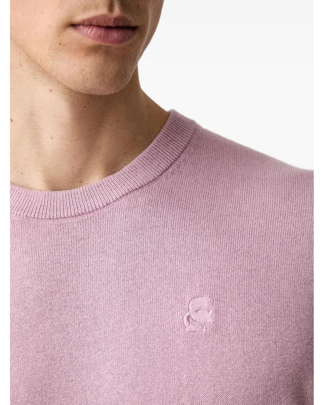 Karl Lagerfeld Purple Logo-Embroidered Crew-Neck Sweater for men