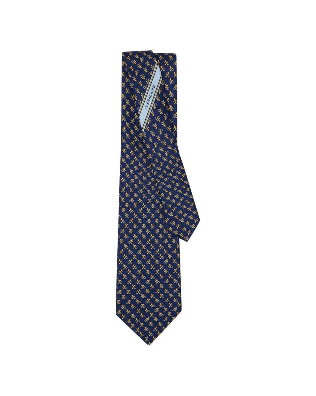 Ferragamo Blue Gecko Print Silk Tie for men