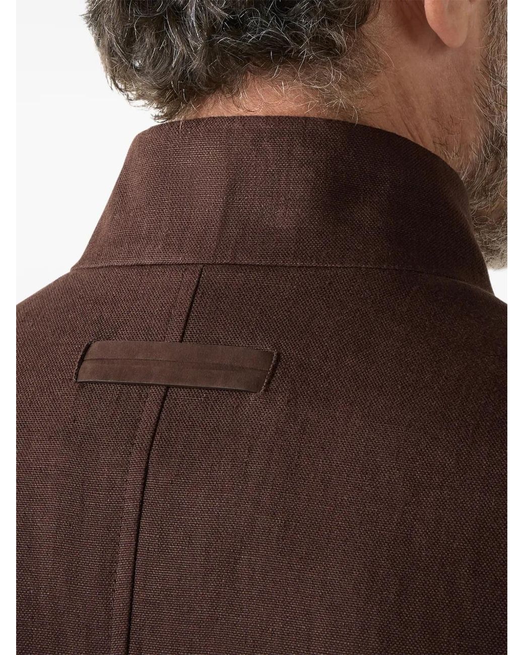 Zegna Brown Il Conte Oasi Lino Buttoned Jacket for men