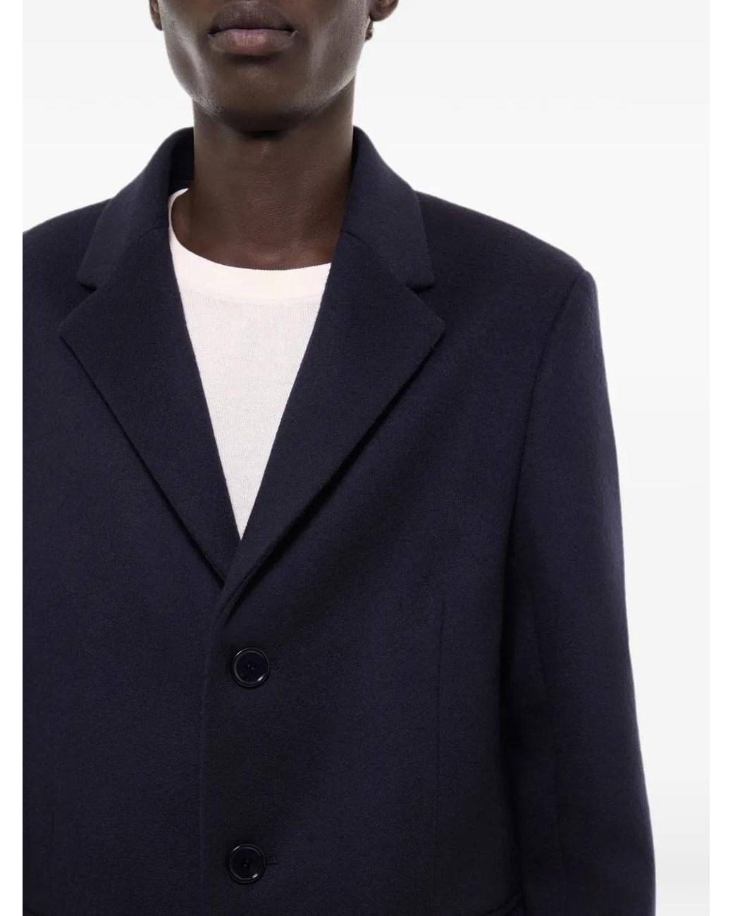Fursac Blue Button-Fastening Overcoat for men