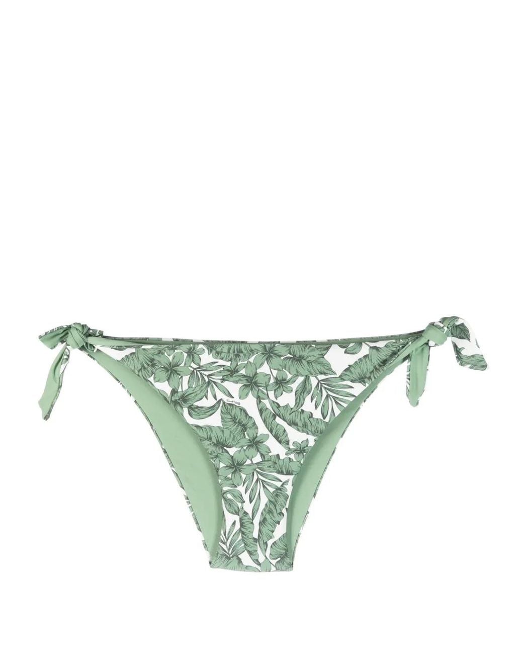 Twinset Green Leaf-Print Bikini Bottoms