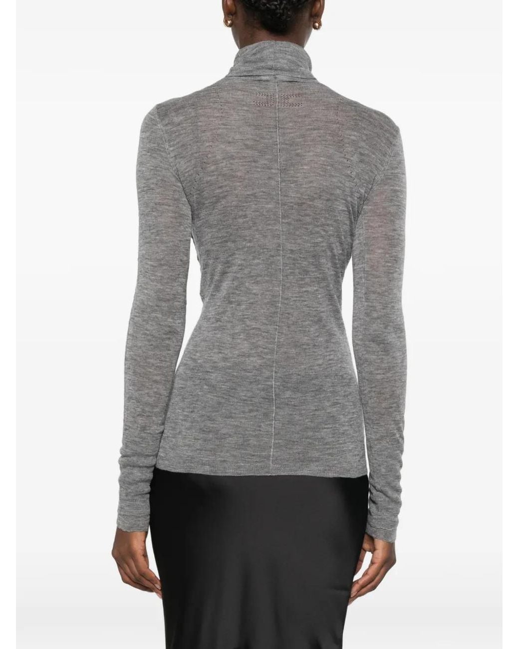Elisabetta Franchi Gray Roll-Neck Wool Top