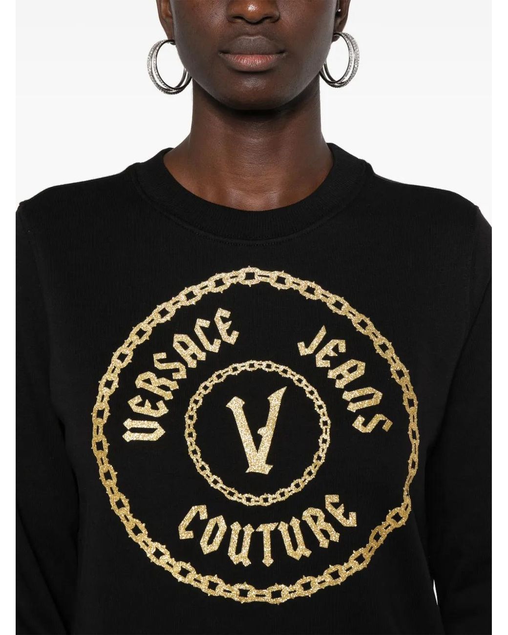 Sudadera Con Logo Estampado Versace Jeans Couture de color Black