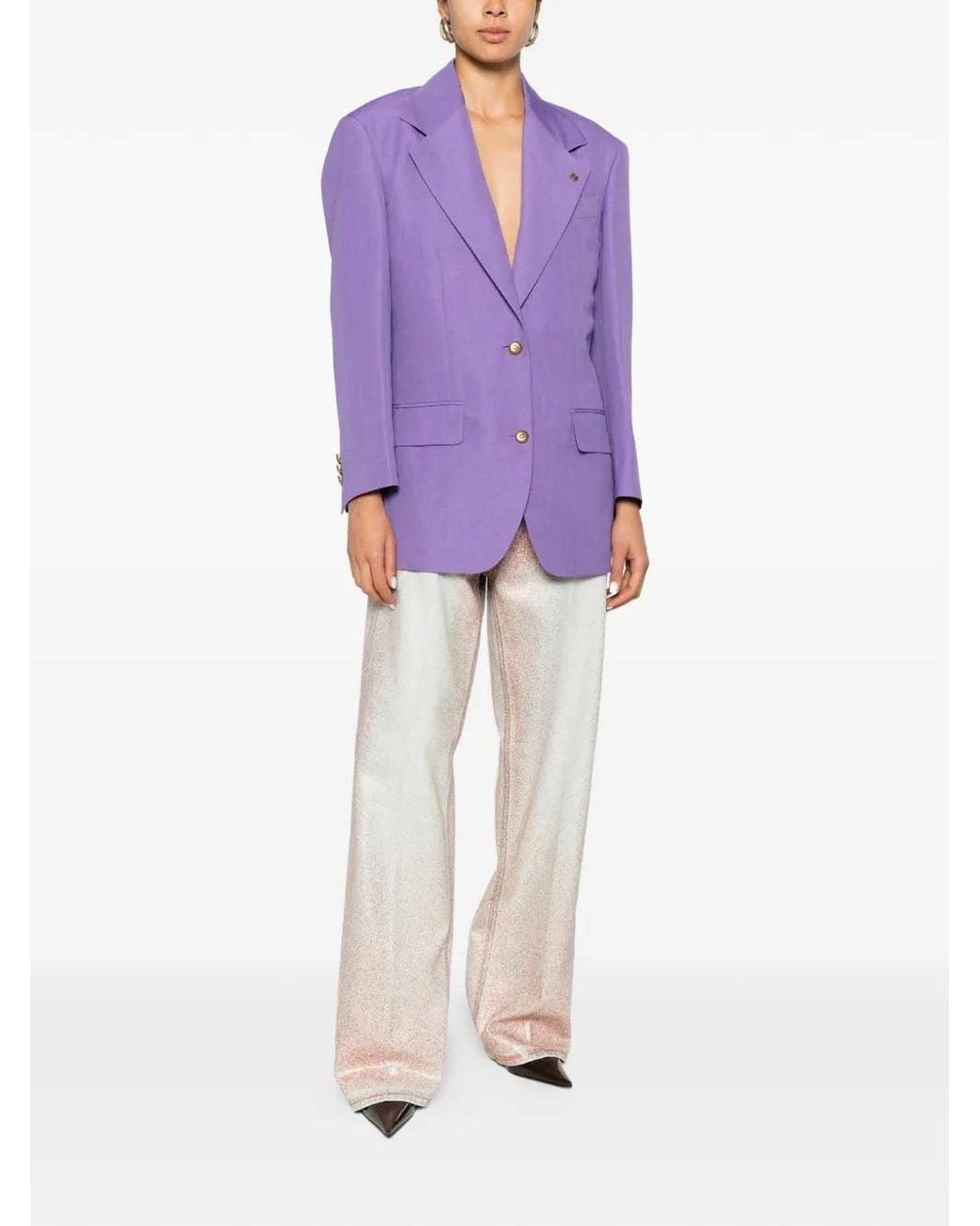 Versace Purple Peak-Lapel Single-Breasted Blazer