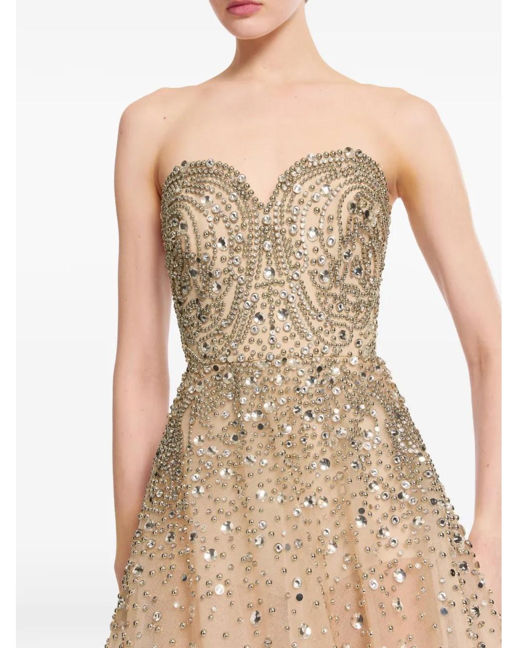 Elie Saab Natural Stud-Embellished Maxi Dress
