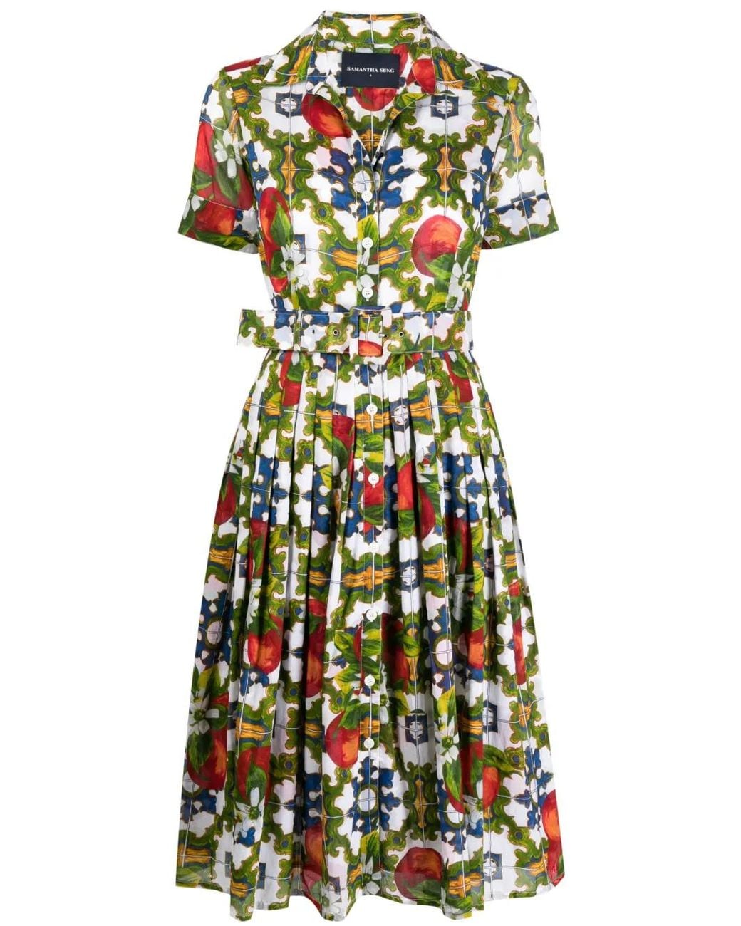 Samantha Sung Green Audrey Sicilian Ceramic-Print Dress
