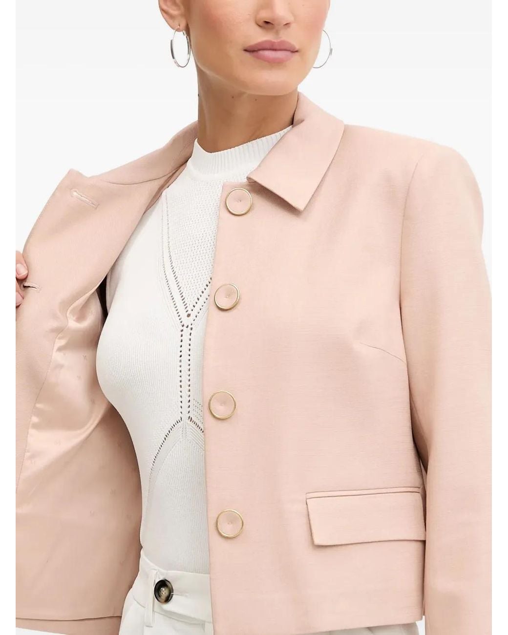 MARCIANO BY GUESS Natural Buttoned-Pocketed Jacket