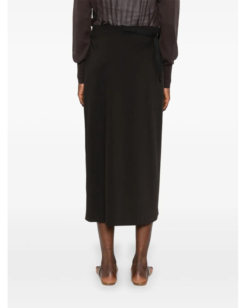 Paloma Wool Black Blont Wrap-Style Front-Slit Midi Skirt