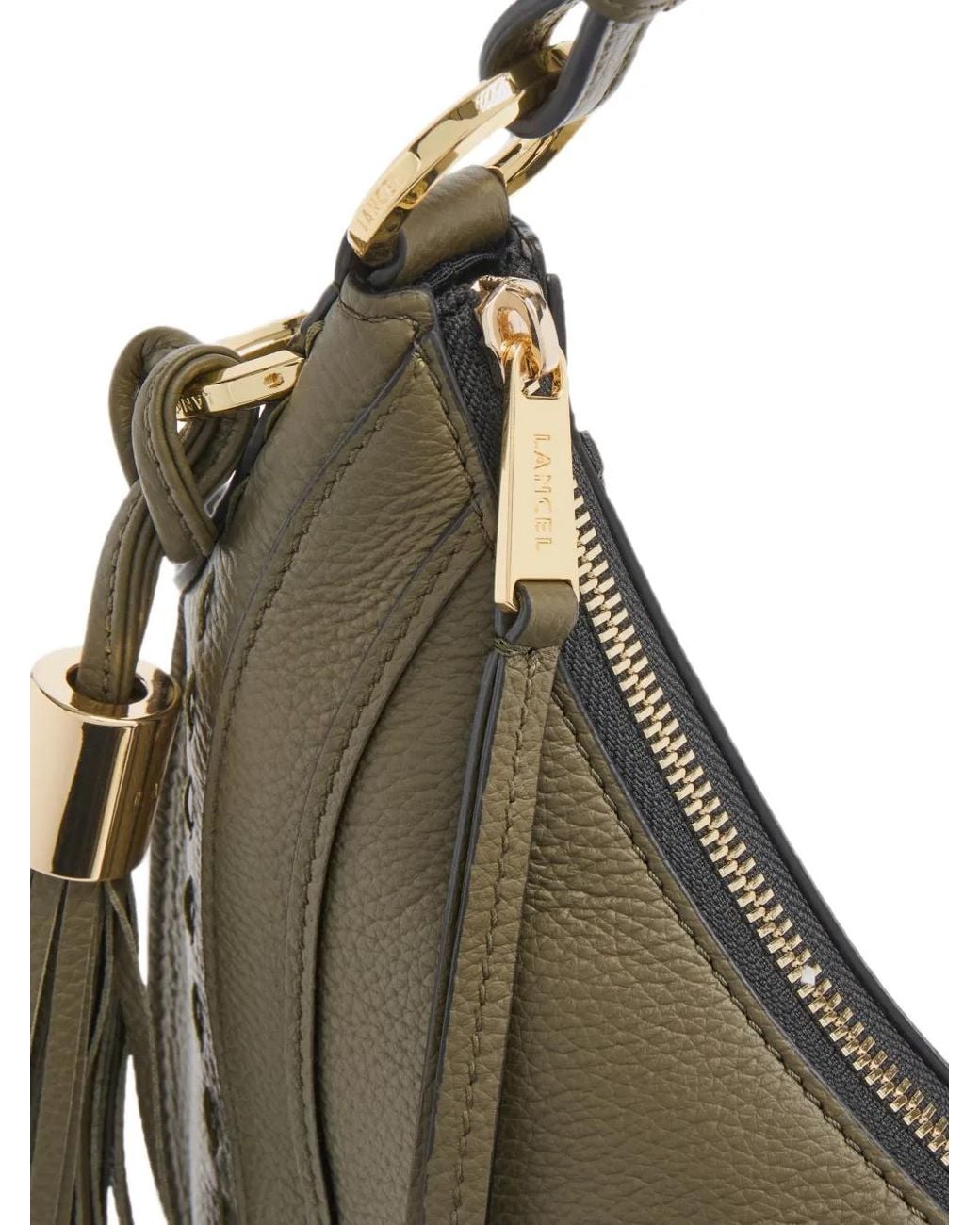 Lancel Gray Sac Porté Épaule Hoboheme Format Moyen À Pompon