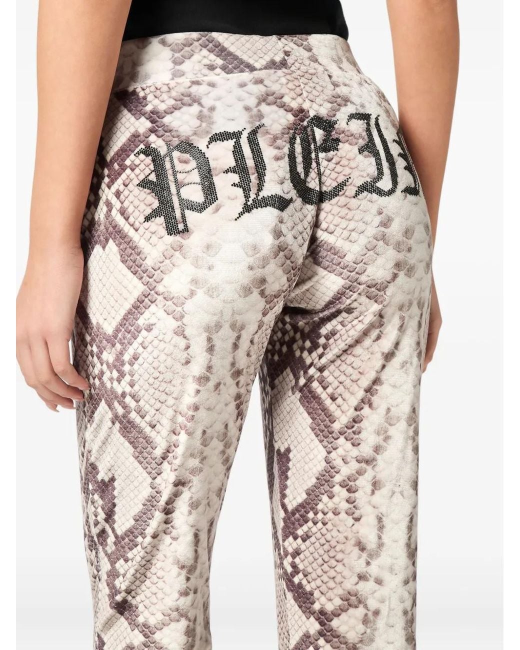 Philipp Plein Natural Python-Print Drawstring Trousers