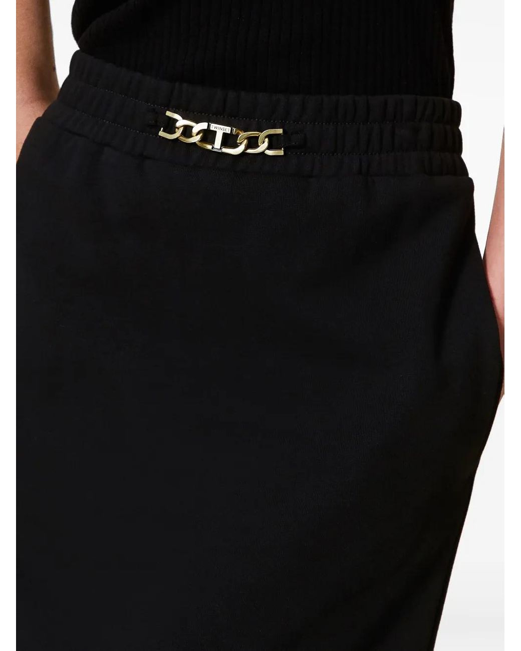 Twinset Black Cotton Maxi Skirt