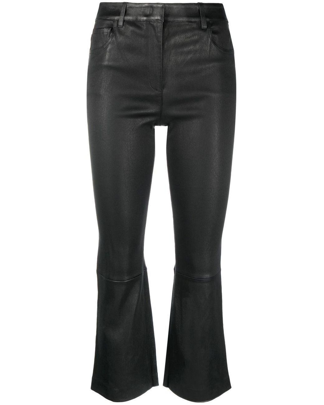 Theory Kick-flare Cropped Leather Trousers in Black