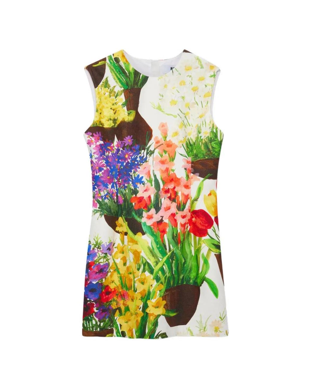 MSGM White Floral-Print Mini Dress