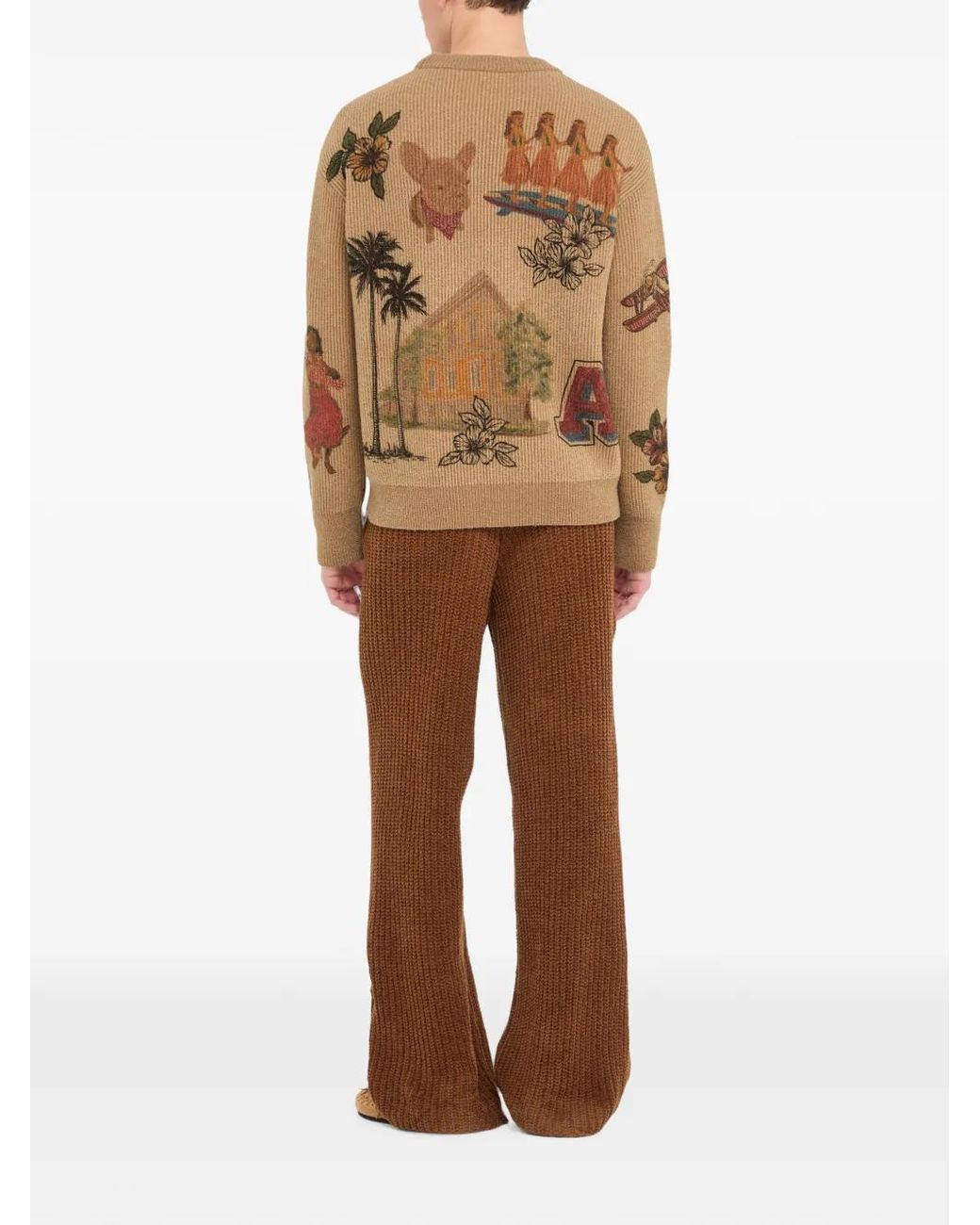Alanui Brown Decade Graphic-Print Sweater for men