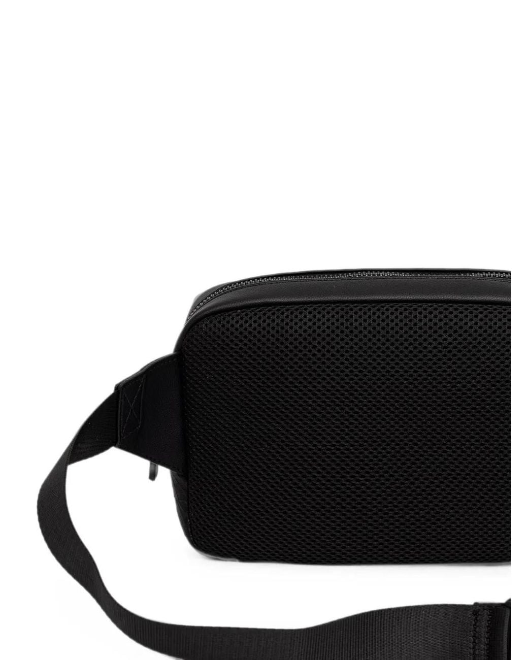 ARMANI EXCHANGE Black Logo-Embossed Belt Bag for men