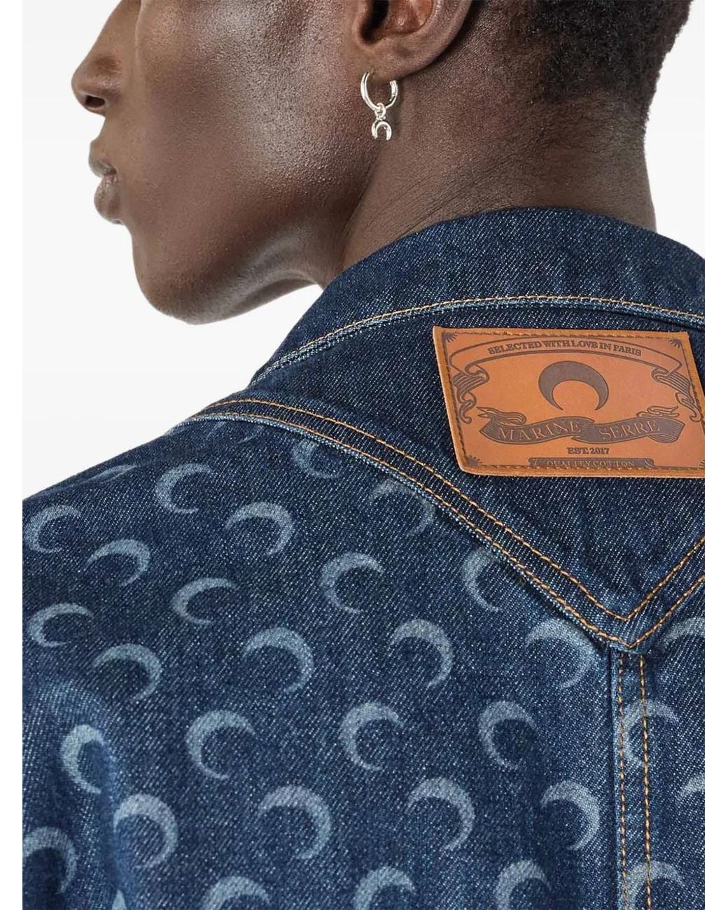 MARINE SERRE Blue Moon Denim Shirt for men