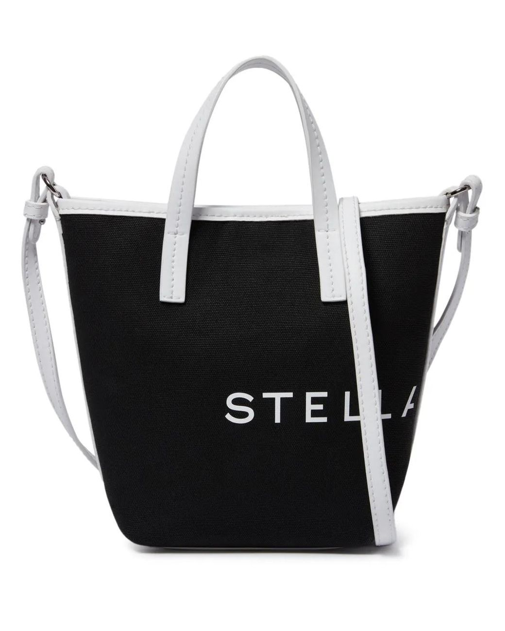 Stella McCartney Black Logo-Print Bucket Bag