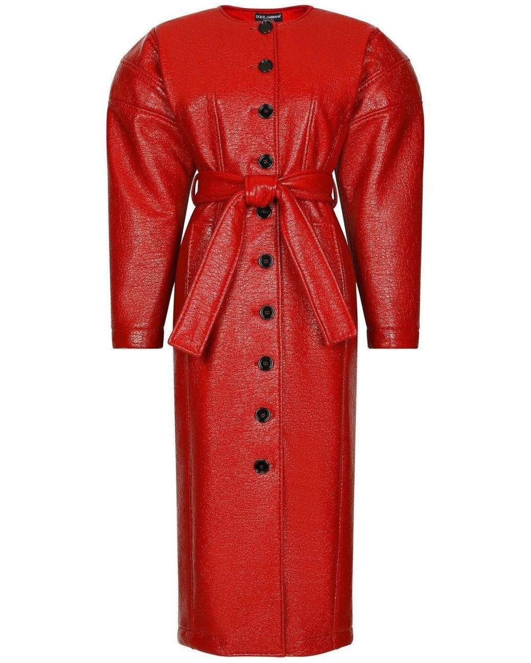 Dolce & Gabbana Boucle-Mantel mit Gürtel in Rot | Lyst AT