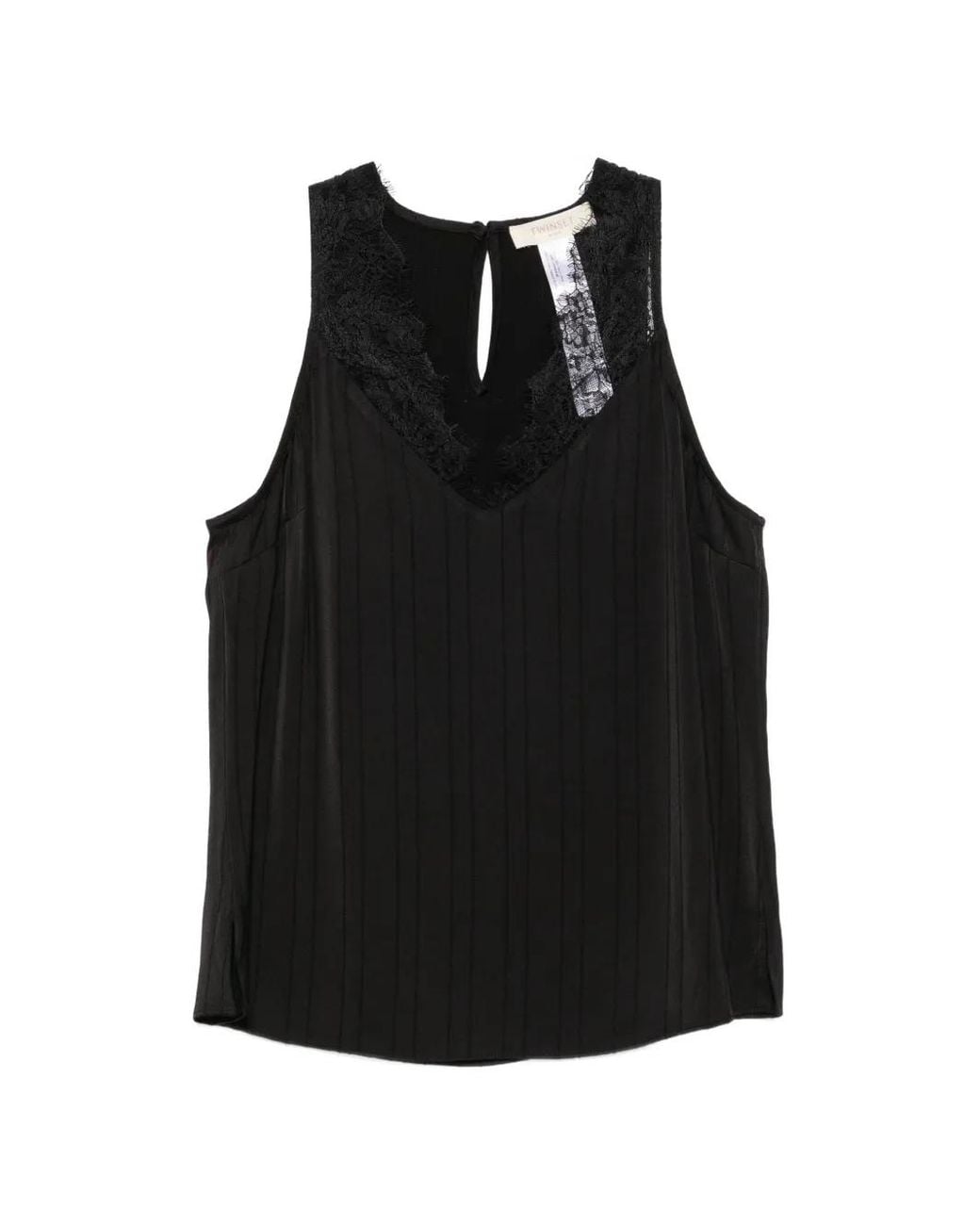 Twinset Black Lace-Trim Pleated Blouse