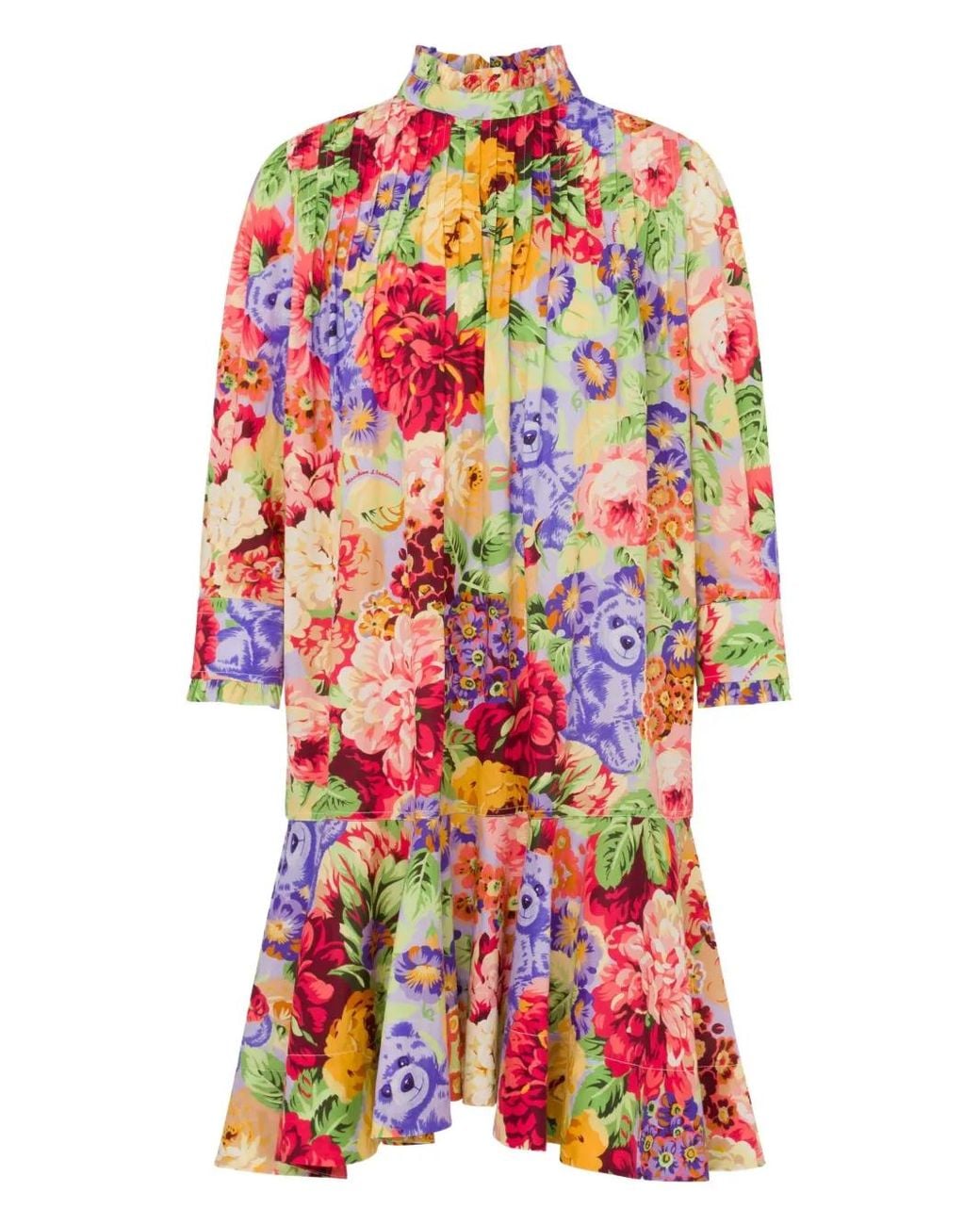 Moschino White Floral-Print Ruffled Mini Dress
