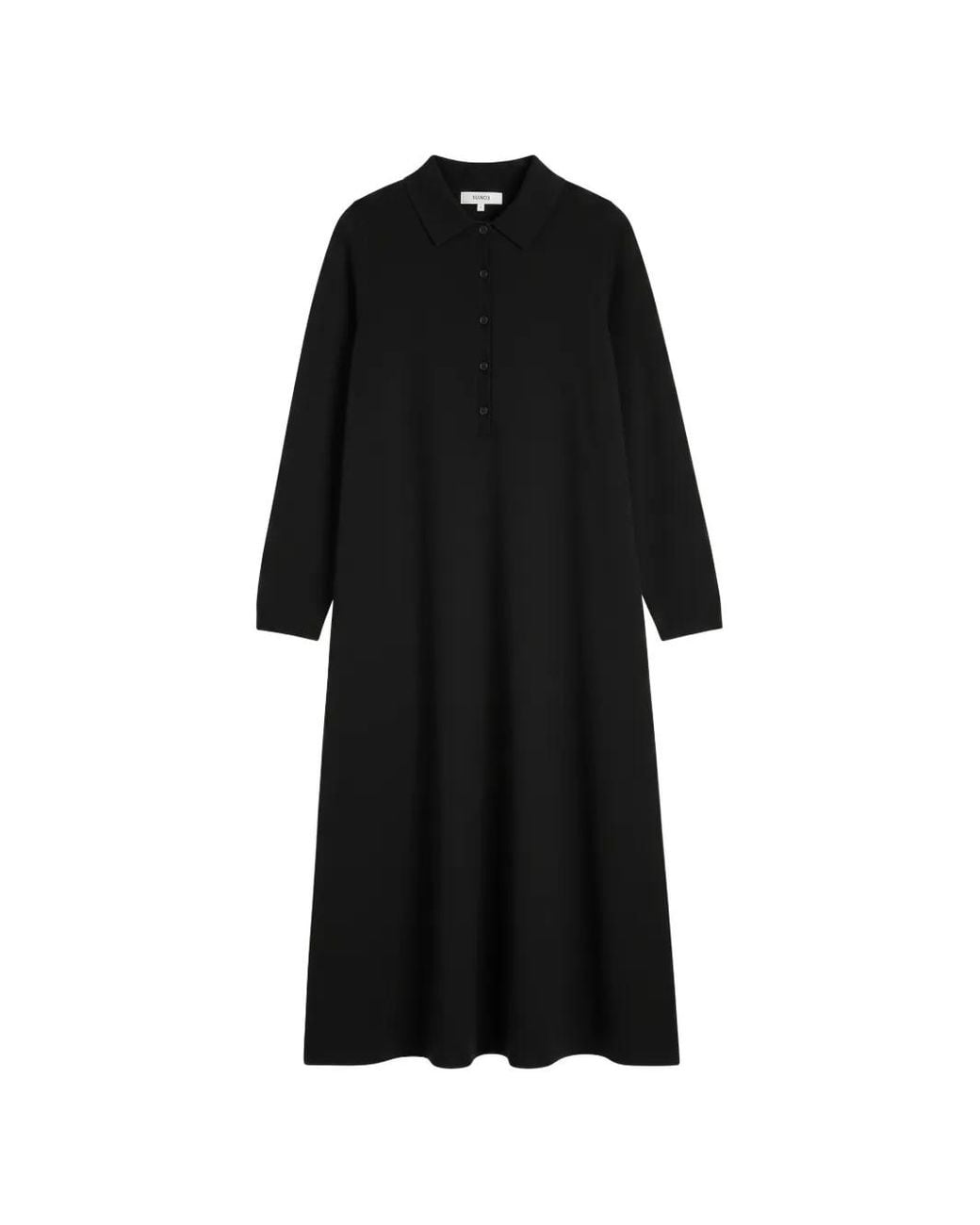 Chinti & Parker Black Basics A-Line Polo-Neck Maxi Dress