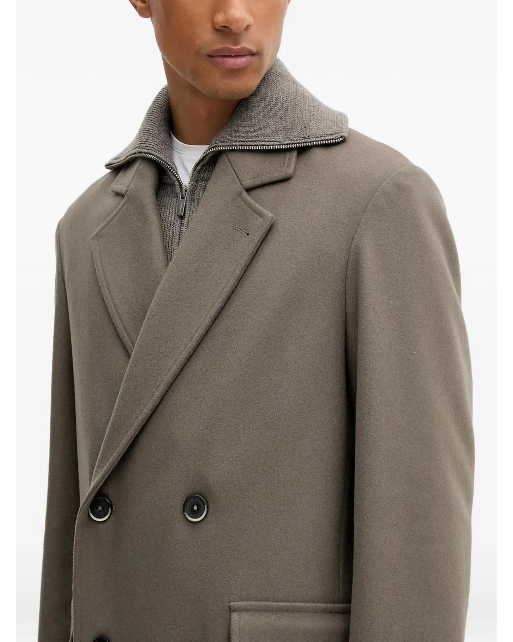 Barena Gray Double-Breasted Coat for men