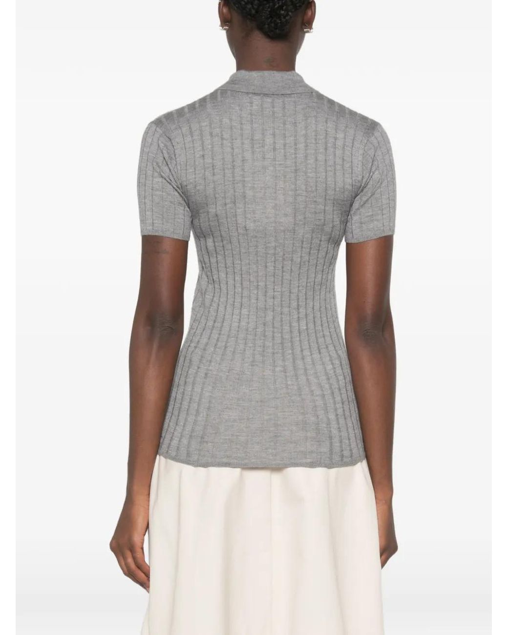 Totême  Gray Polo Côtelé À Manches Courtes